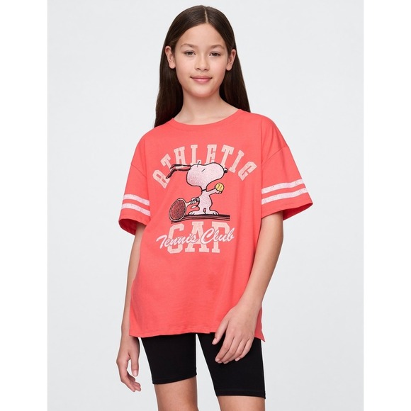 GAP Kids Graphic T-Shirt Snoopy Tennis Club Athletic Top Tee  Size - Picture 1 of 8